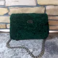 Сумка клатч зелёная бархат ручной работы Ессентуки