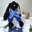 Мягкая игрушка заяц из искусственного меха с одеждой