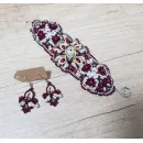Комплект: Браслет и серьги "Вишня на креме" фриволите