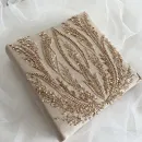 Фотоальбом свадебный бежевый с бисером и пайетками