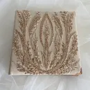 Фотоальбом свадебный бежевый с бисером и пайетками