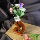 Ваза для цветов и сухоцветов из дерева лакированная с колбой