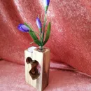 Ваза для цветов и сухоцветов из дерева | сердце | C колбой | диффузор