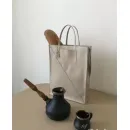 Сумка унисекс - шоппер из натуральной кожи, бежевый цвет