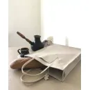 Сумка унисекс - шоппер из натуральной кожи, бежевый цвет