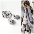 Серьги и кольцо из серебра с шариками