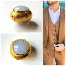 Карманная пепельница - таблетница из серебра с позолотой и халцедоном