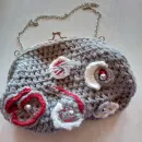 Сумка вязанная ридикюль (серая)