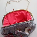 Сумка вязанная ридикюль (серая)