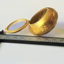 Карманная пепельница - таблетница из серебра с позолотой и халцедоном