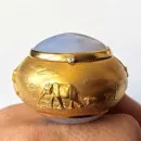 Карманная пепельница - таблетница из серебра с позолотой и халцедоном