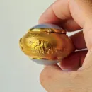 Карманная пепельница - таблетница из серебра с позолотой и халцедоном