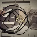 Чокер шнурок на шею из натуральной замши с кулоном в виде сердца