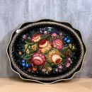 Декоративный поднос ручной работы с нижнетагильской маховой росписью