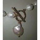 Чокер и серьги из натурального жемчуга и розового кварца