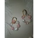 Чокер и серьги из натурального жемчуга и розового кварца