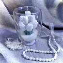 Свеча букет тюльпанов восковая в подсвечнике бокал