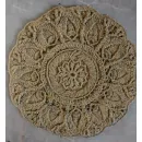 Коврик "Цветочный" из джута, 60х60 — ручная работа