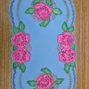 Салфетка "6 роз на синем поле", выполнена методом гильоширования. Ручная работа