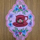 Салфетка с чашкой, создана методом гильоширования. Ручная работа