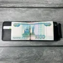 Кожаный зажим для купюр с монетницей