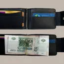 Кожаный зажим для купюр с монетницей