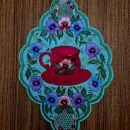 Салфетка с чашкой, создана методом гильоширования. Ручная работа