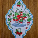 Салфетка "Клубника в чашке", создана методом гильоширования. Ручная работа
