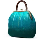 Сумка ридикюль в технике валяние из овечьей шерсти, бирюзовая. Высота сумки 30 см, длина 38 см