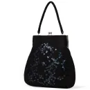 Сумка черная с пайетками в технике валяние из овечьей шерсти. Высота сумки 33 см, длина 32 см