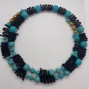 Колье Мемори на проволоке и браслет, бусины Бирюза