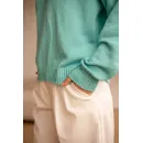 ​Свитер оверсайз, цвет бирюза, размер 44-46, состав: кашемир 40%, мериносовая шерсть 30%, шелк 30%