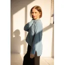 Свитер оверсайз, цвет голубой, состав: кашемир 10%, меринос 90%, размер 44-46