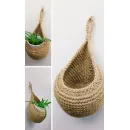 Вязаная подвесная корзинка Капелька из джута