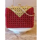 Сумочки из жемчужных бусин 10 мм красного, черного и серого цвета