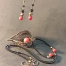 Серьги "Коралл в агате"