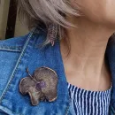 Брошь "Яблоко с аметистом"