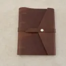 Блокнот из натуральной кожи А5 на кольцах с кнопкой на хлястике