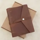 Блокнот из натуральной кожи А5 на кольцах с кнопкой на хлястике