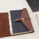 Блокнот из натуральной кожи А5 на кольцах с кнопкой на хлястике