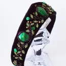 Ободок-кокошник из бархата с малахитом, ручная работа, размер универсальный