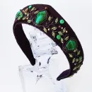 Ободок-кокошник из бархата с малахитом, ручная работа, размер универсальный