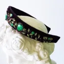 Ободок-кокошник из бархата с малахитом, ручная работа, размер универсальный