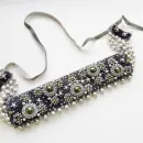 Колье стойка с жемчугом кристаллами, ручная работа Адель