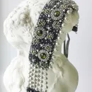 Колье стойка с жемчугом кристаллами, ручная работа Адель