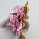 Брошь украшение с вышивкой, ручная работа, цветок 9 х 4 см