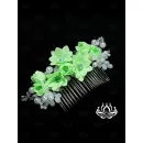 Гребень-заколка для волос ручной работы "Весна" с цветами и бусинами