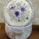 Корзинка вязаная с крышкой