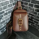 Мужской слинг ручной работы из натуральной кожи