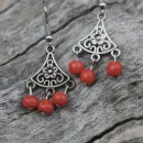 Серьги в славянском стиле с кораллом